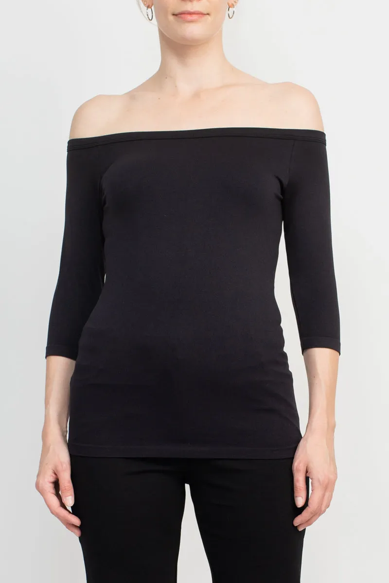 Alberto Makali Off-Shoulder 3/4 Sleeve Solid Spandex Top