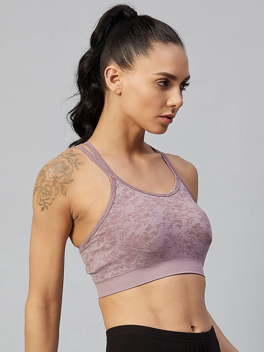 C9 Airwear Women  Stripe Back Sports Bra - Elder Berry