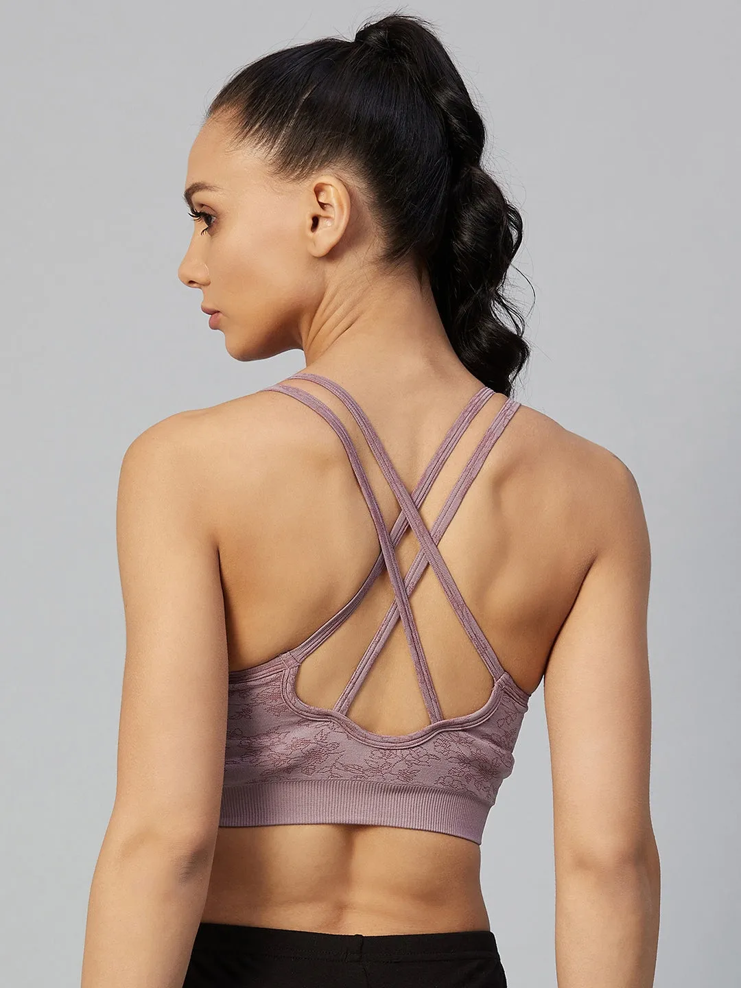 C9 Airwear Women  Stripe Back Sports Bra - Elder Berry