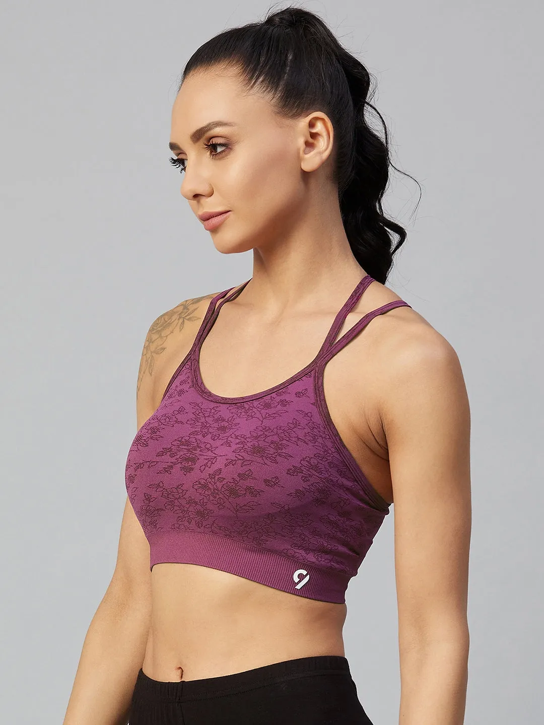 C9 Airwear Women  Stripe Back Sports Bra - Elder Berry