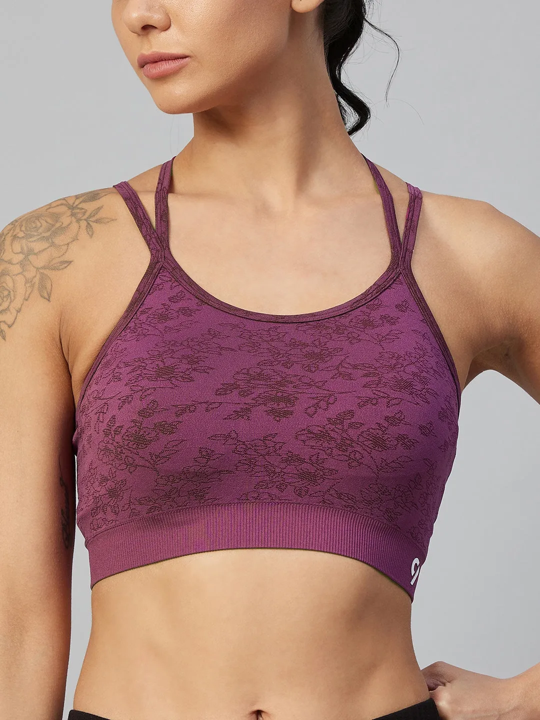 C9 Airwear Women  Stripe Back Sports Bra - Elder Berry