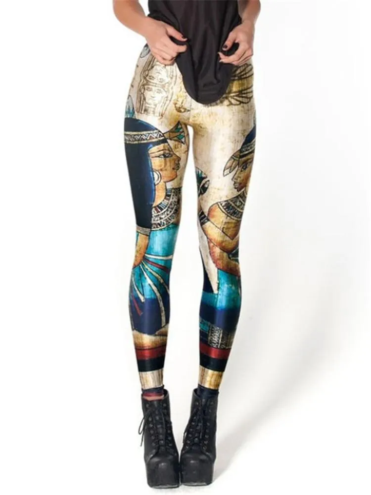 Cleopatra Print Mid-Waist Leggings