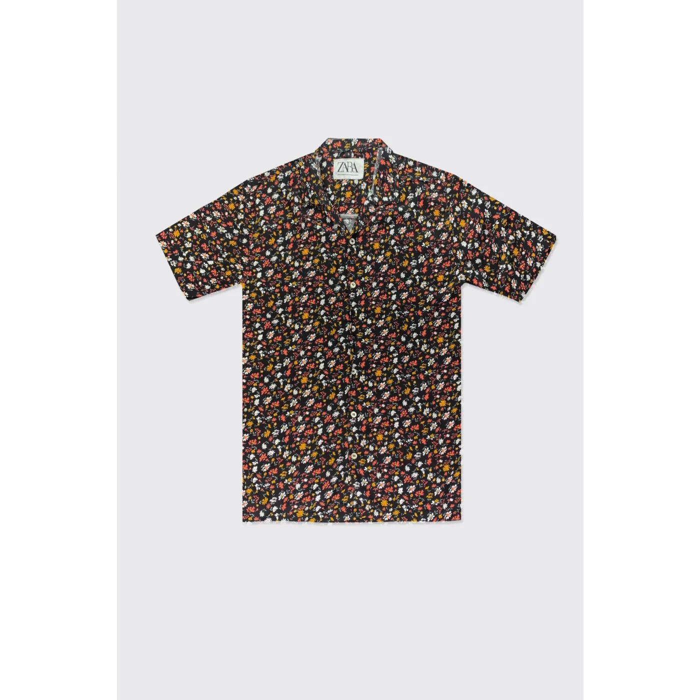 Colourful Floral Black Half Sleeves Shirt