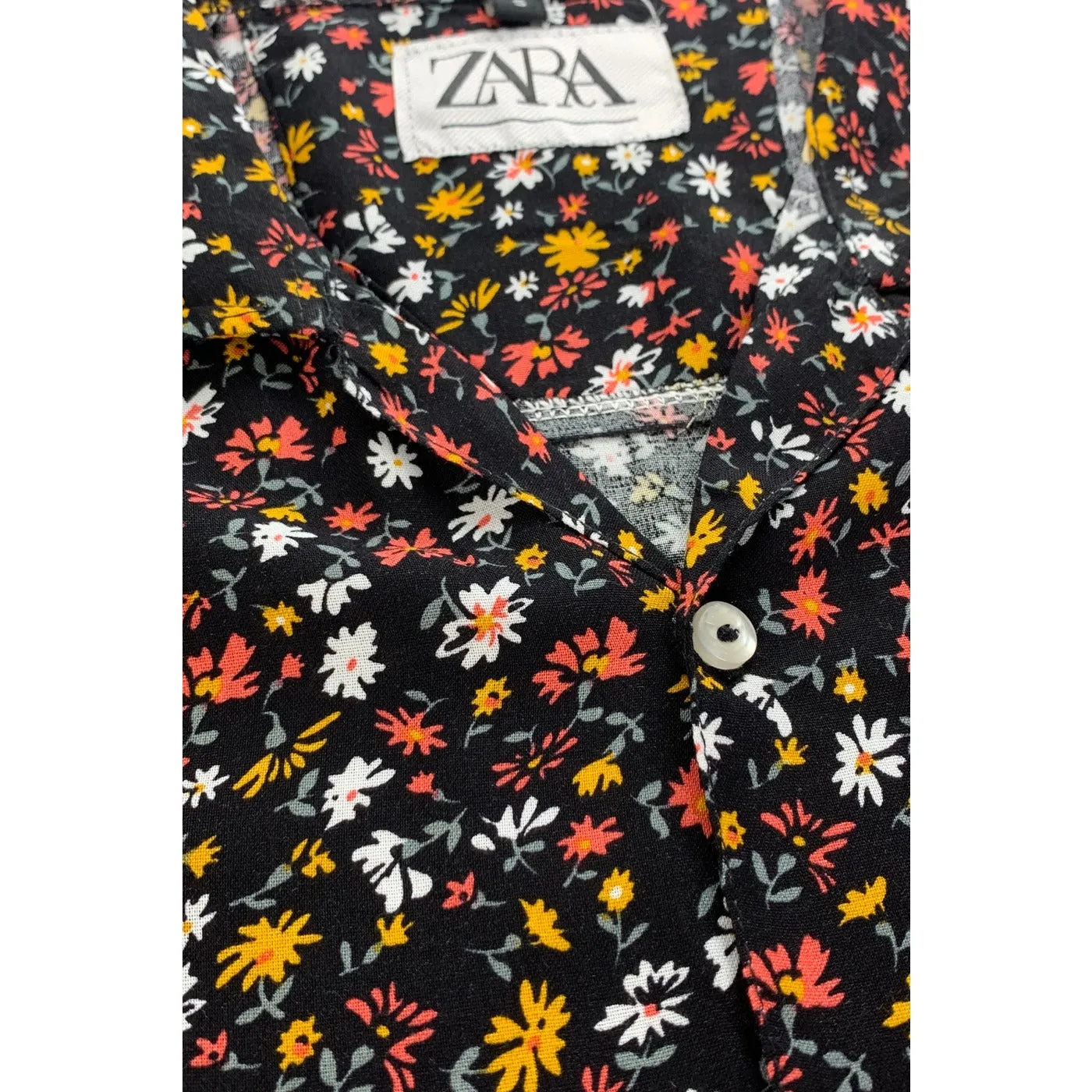 Colourful Floral Black Half Sleeves Shirt