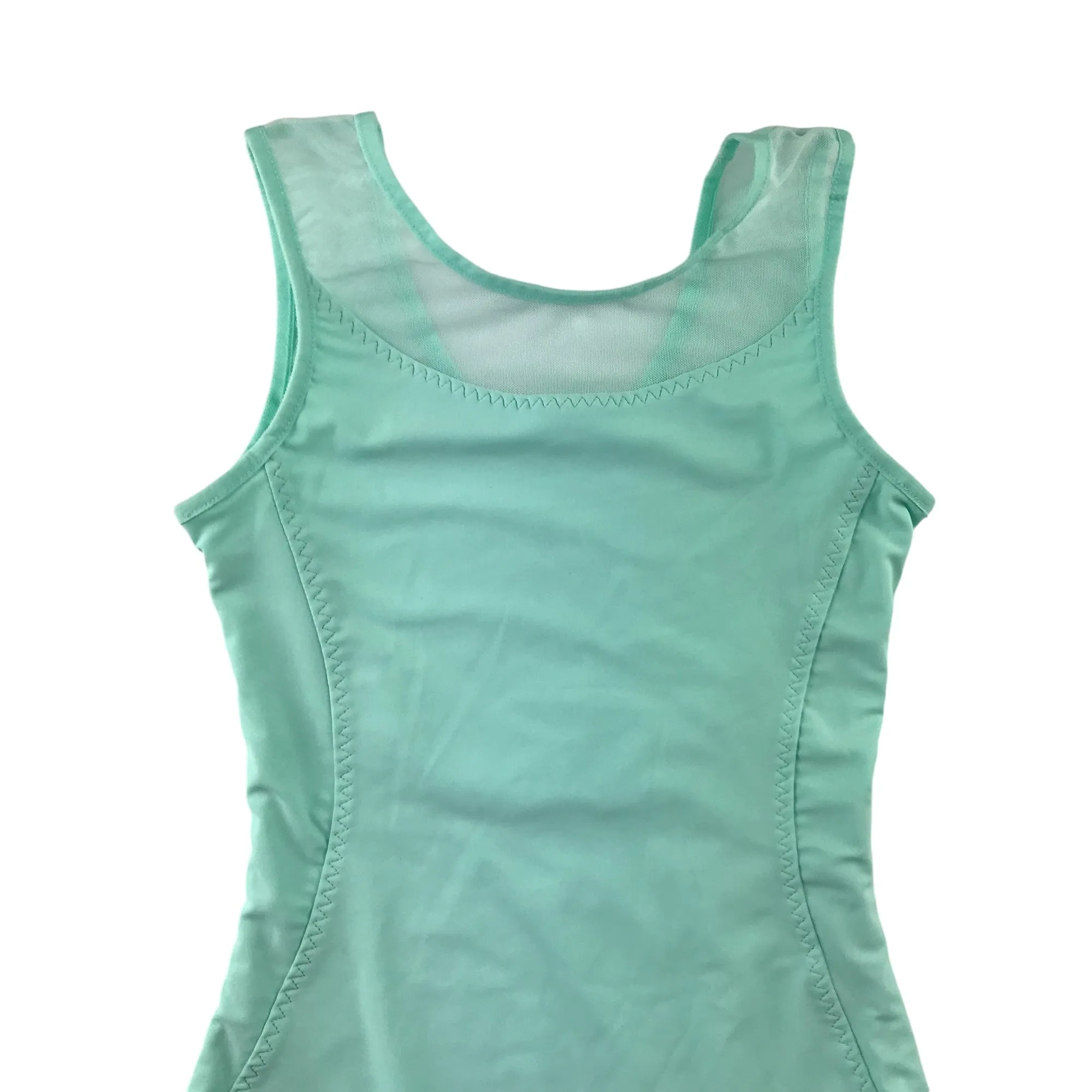 Decathlon Leotard 12 years mint colour sleeveless with mesh detail on chest