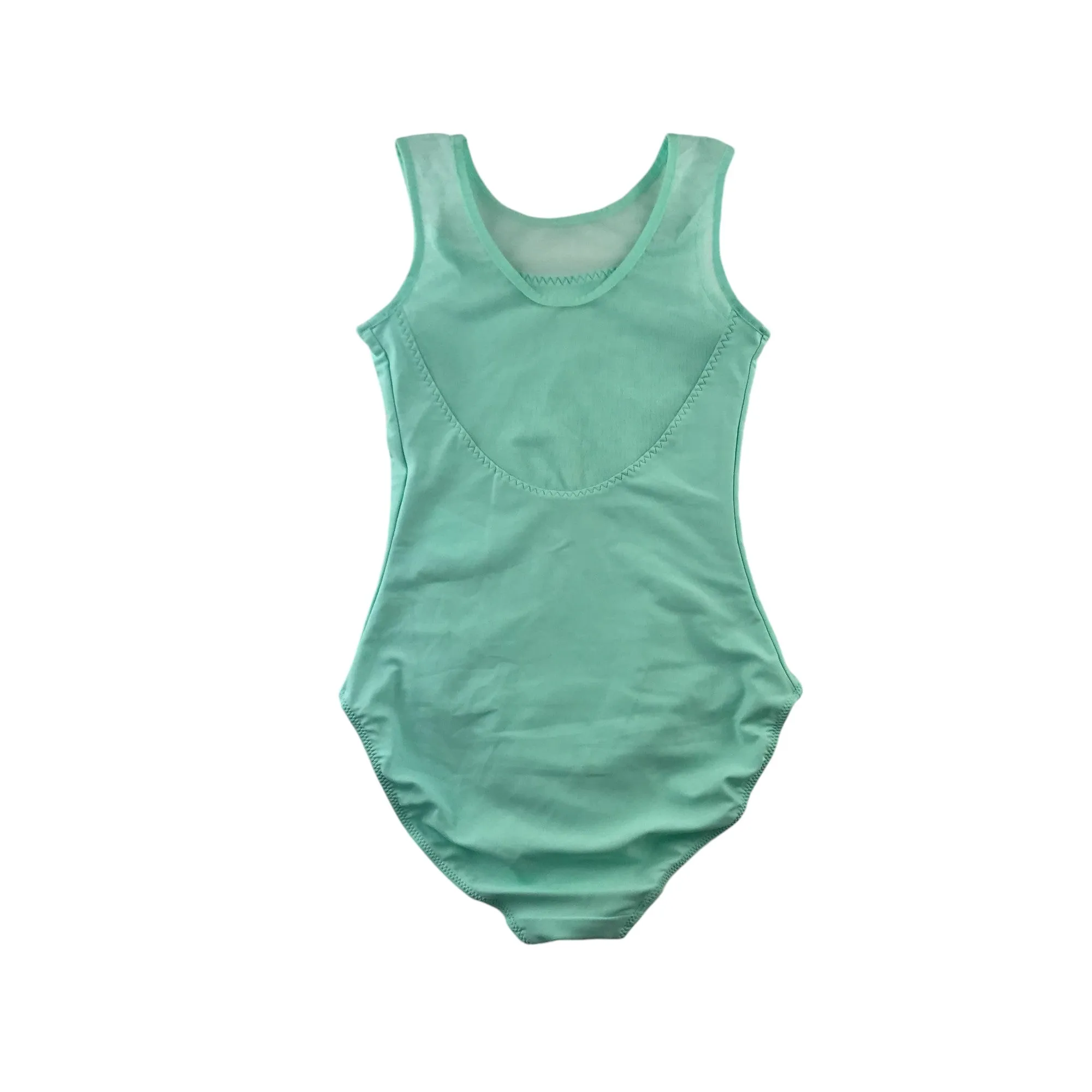 Decathlon Leotard 12 years mint colour sleeveless with mesh detail on chest