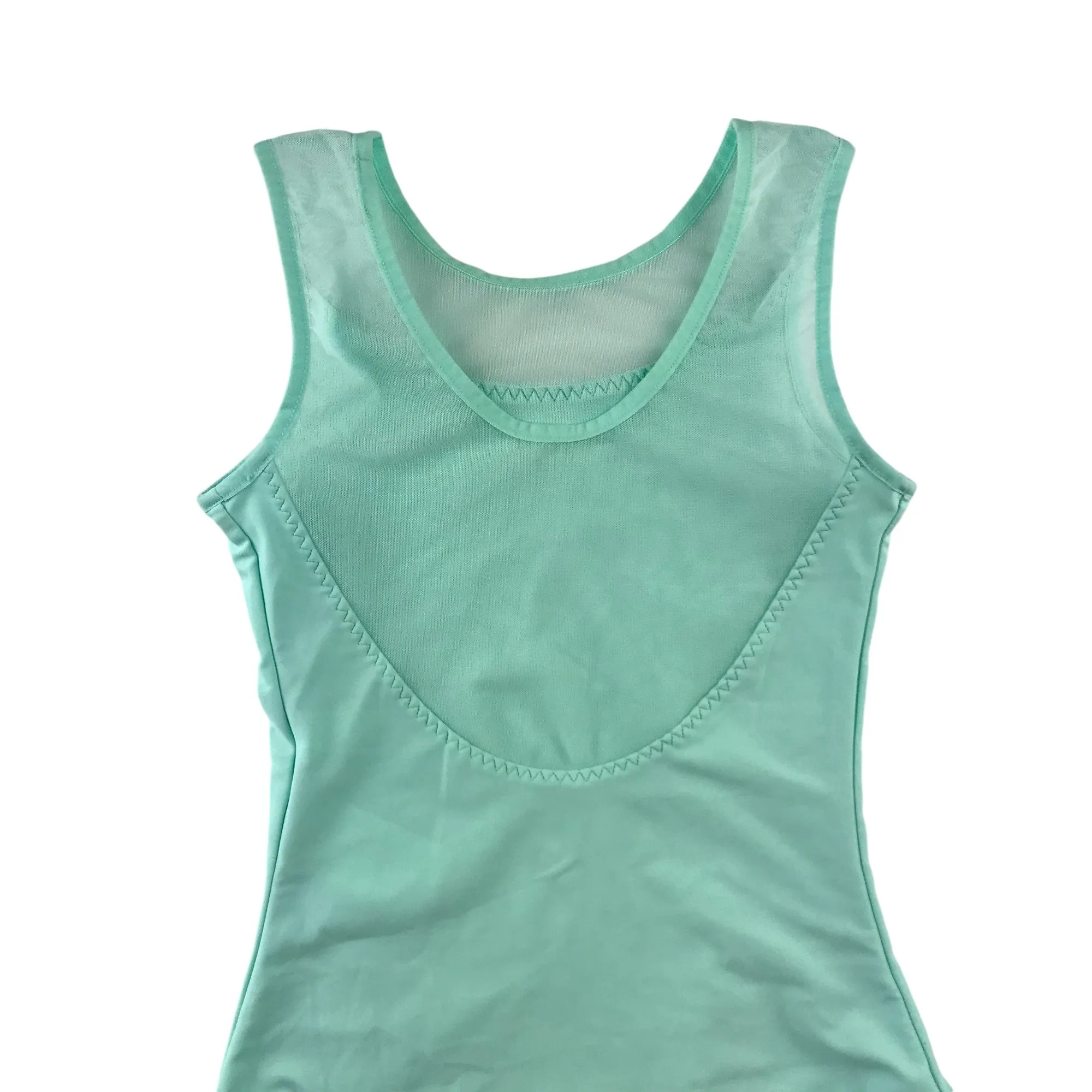 Decathlon Leotard 12 years mint colour sleeveless with mesh detail on chest