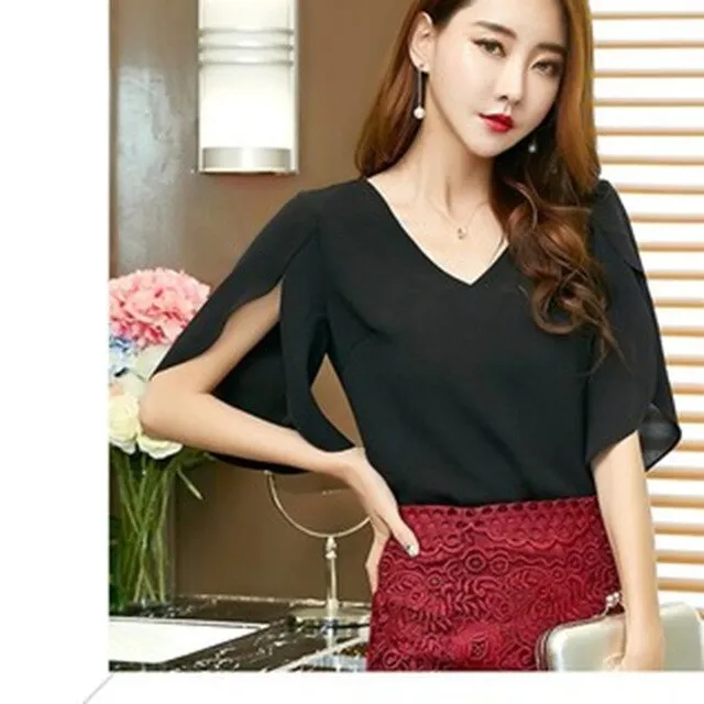 Feminina Butterfly Sleeve Korean Black Top