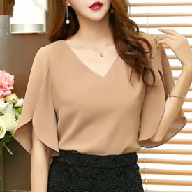 Feminina Butterfly Sleeve Korean Black Top