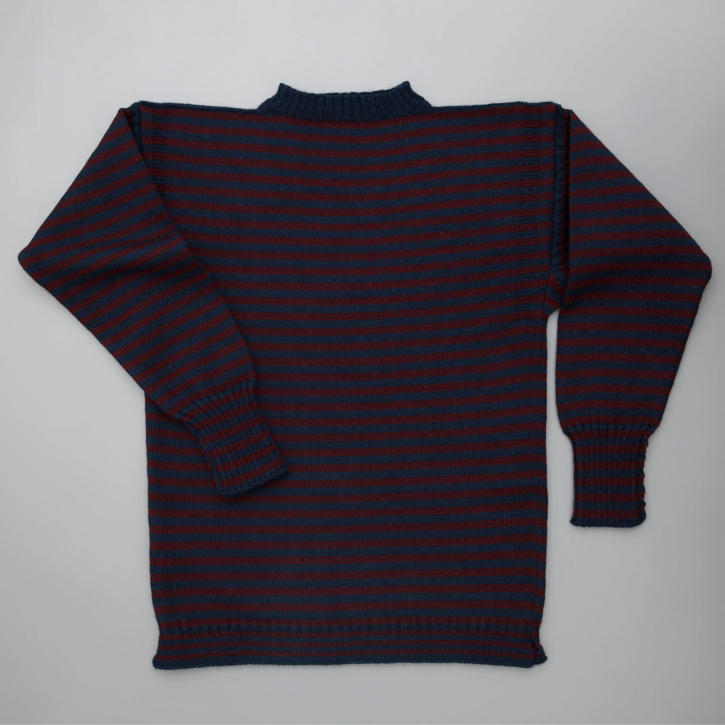 Guernsey Sweater Navy/Burg Stripe