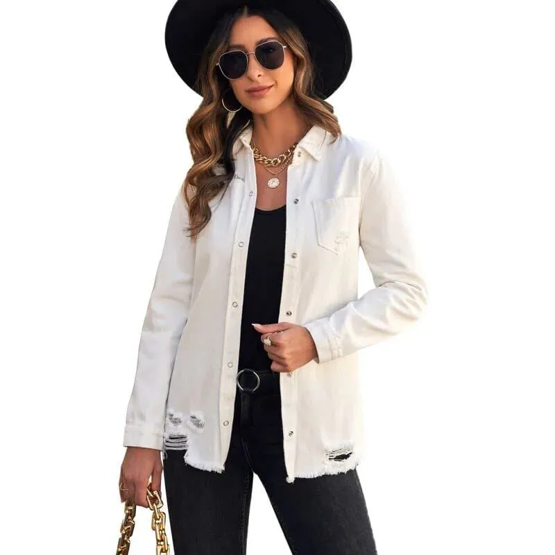 Hollow Out Denim Coat - Stylish and Cozy Winter Outerwear