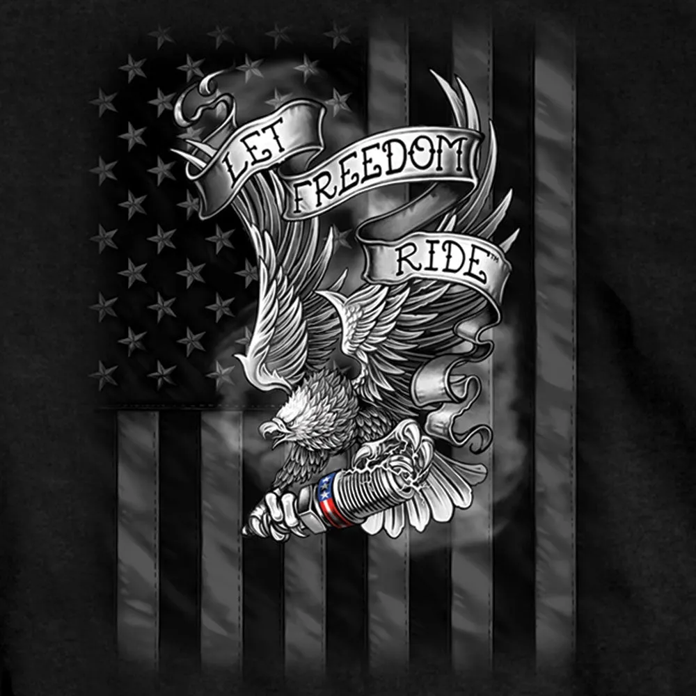 Hot Leathers GMS1422 Men’s ‘Let Freedom Ride Eagle‘ Short Sleeve Black T-Shirt