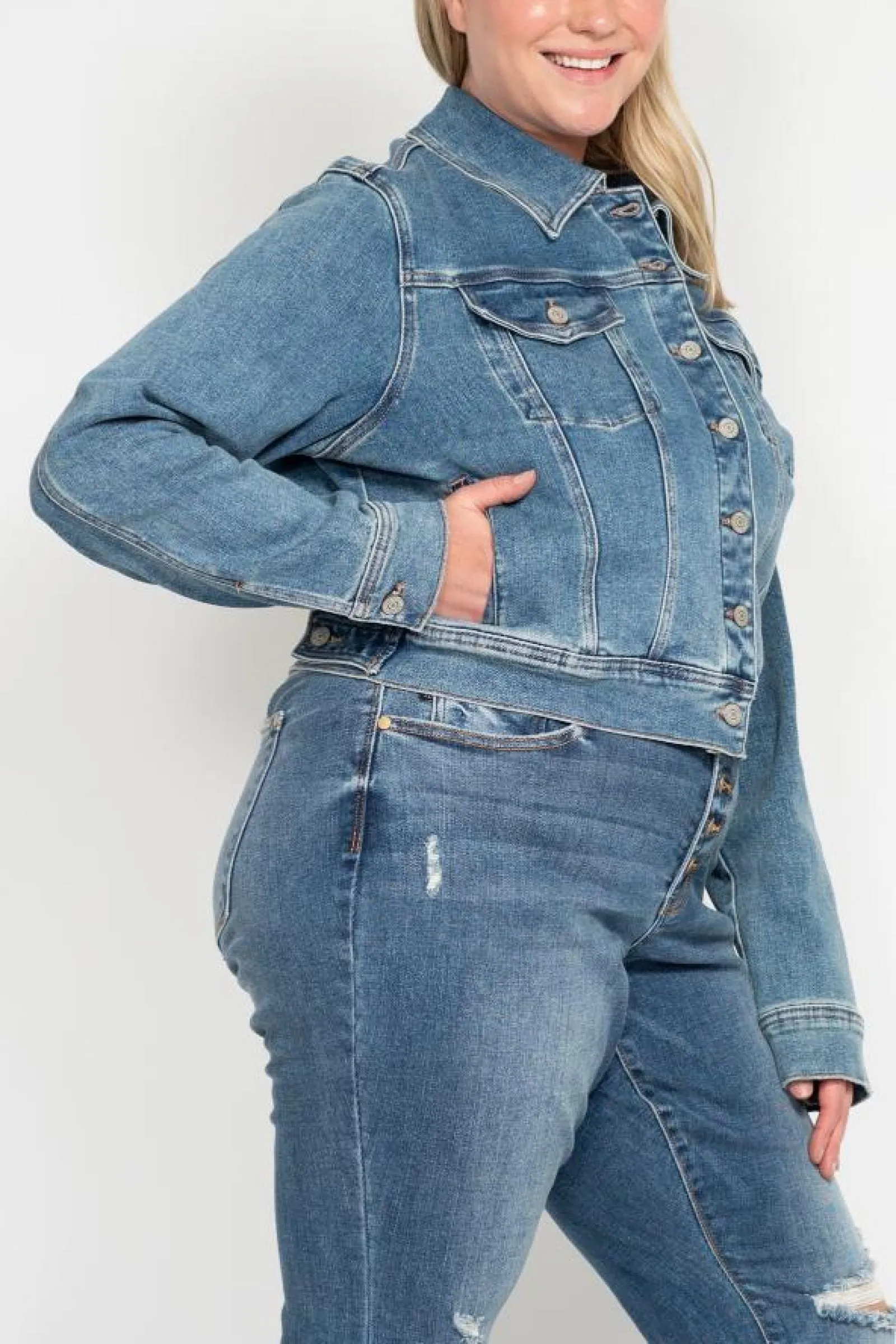 Judy Blue Classic Vintage Wash Denim Jacket 7877