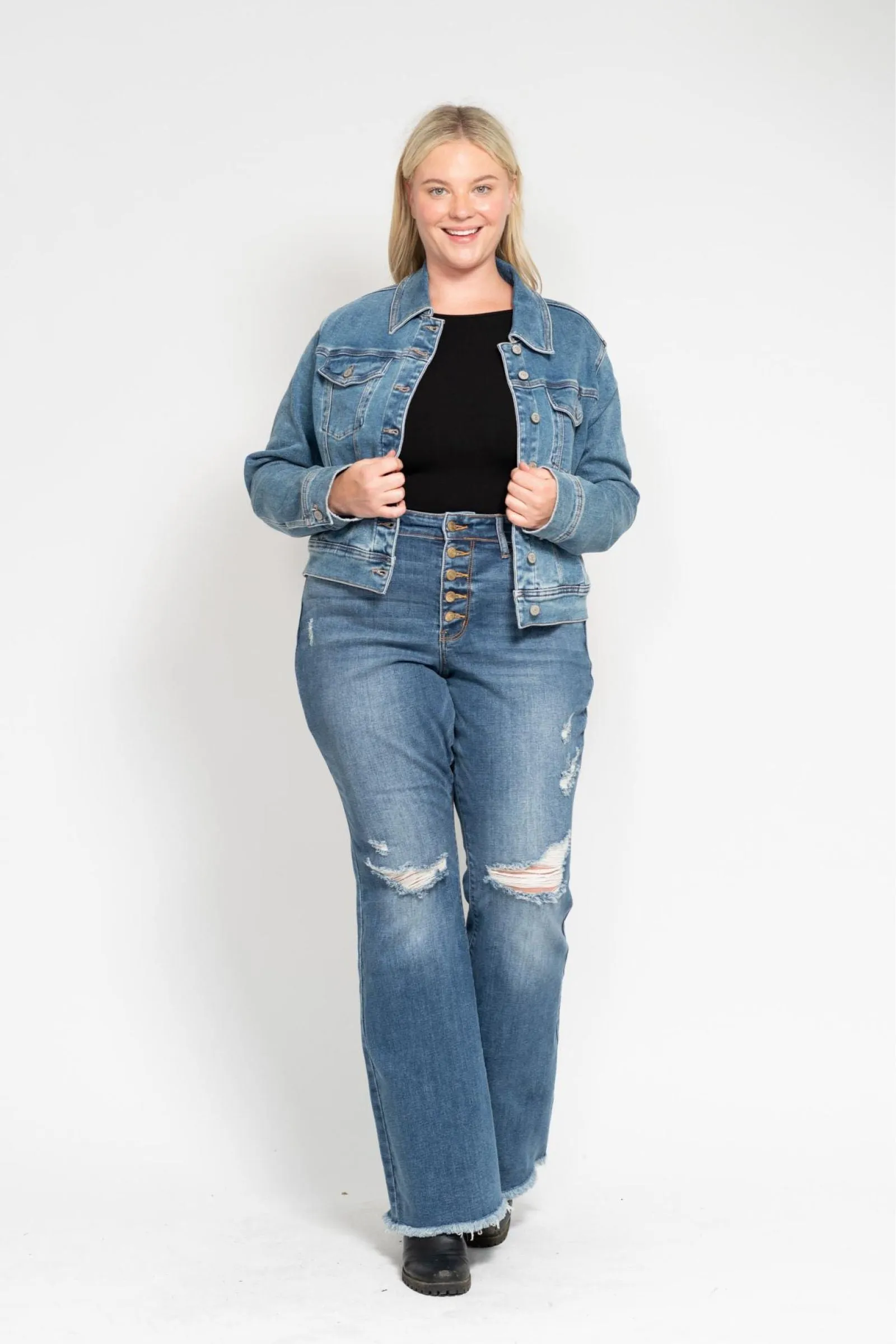 Judy Blue Classic Vintage Wash Denim Jacket 7877