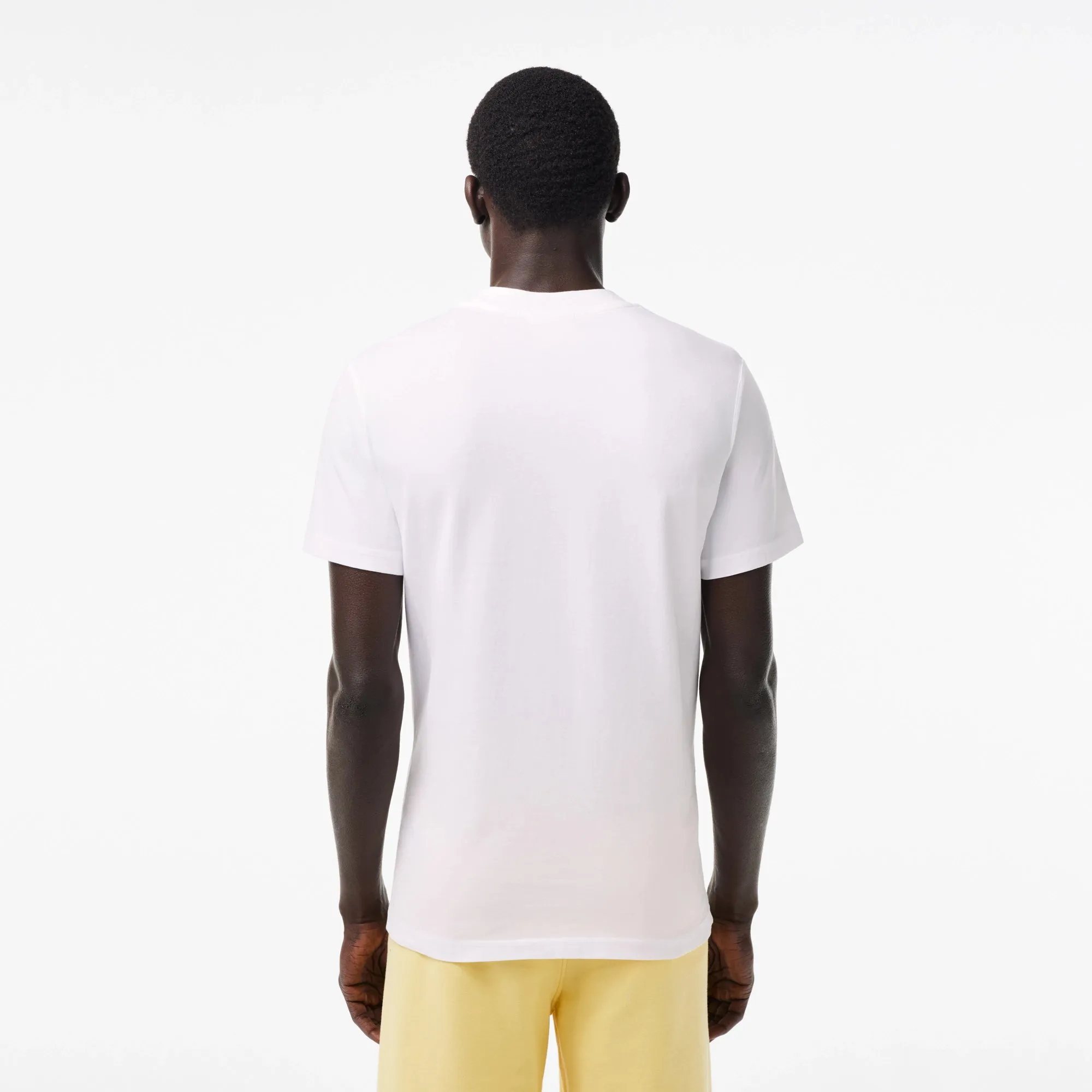 LACOSTE Men's Washed Effect Tennis Print T-shirt- White