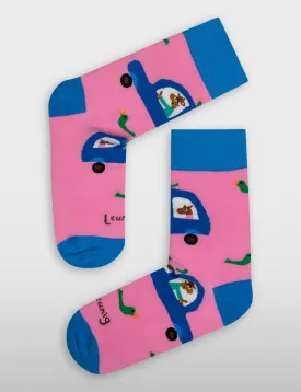 Michael Leunig Cars Pink Socks (Limited Edition)