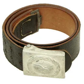 Original German WWII EM/NCO Luftwaffe Belt with Pebbled Aluminum Buckle by Brüder Schneider