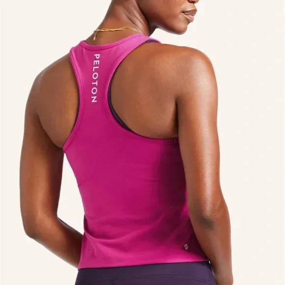 Peloton Pink Cadent Cropped Racer Tank Top, XL