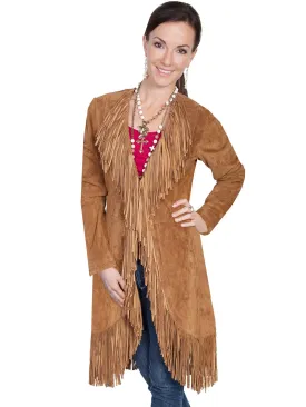 Scully Leatherwear Womens Cinnamon Boar Suede Fringe Maxi Coat