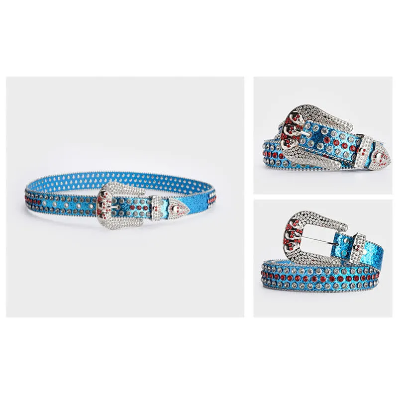 Shinning Rhinestone Crystal Studded Leather Belt