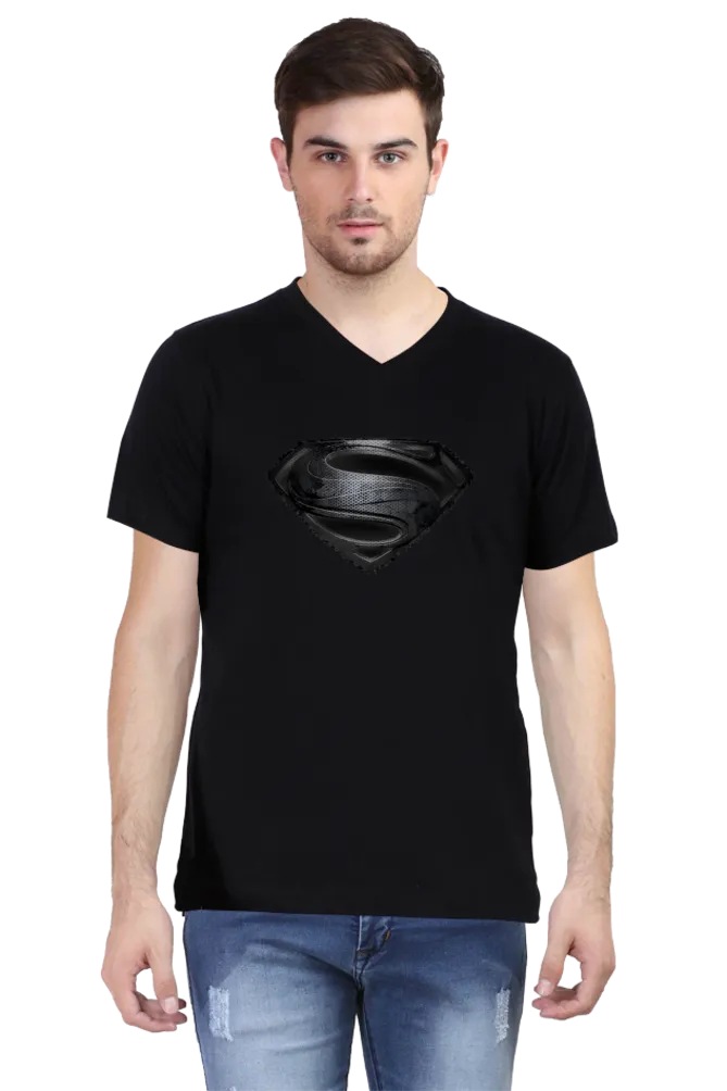 SUPERMAN V Neck T-Shirt BLACK