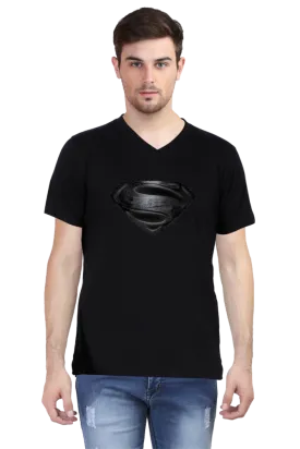 SUPERMAN V Neck T-Shirt BLACK