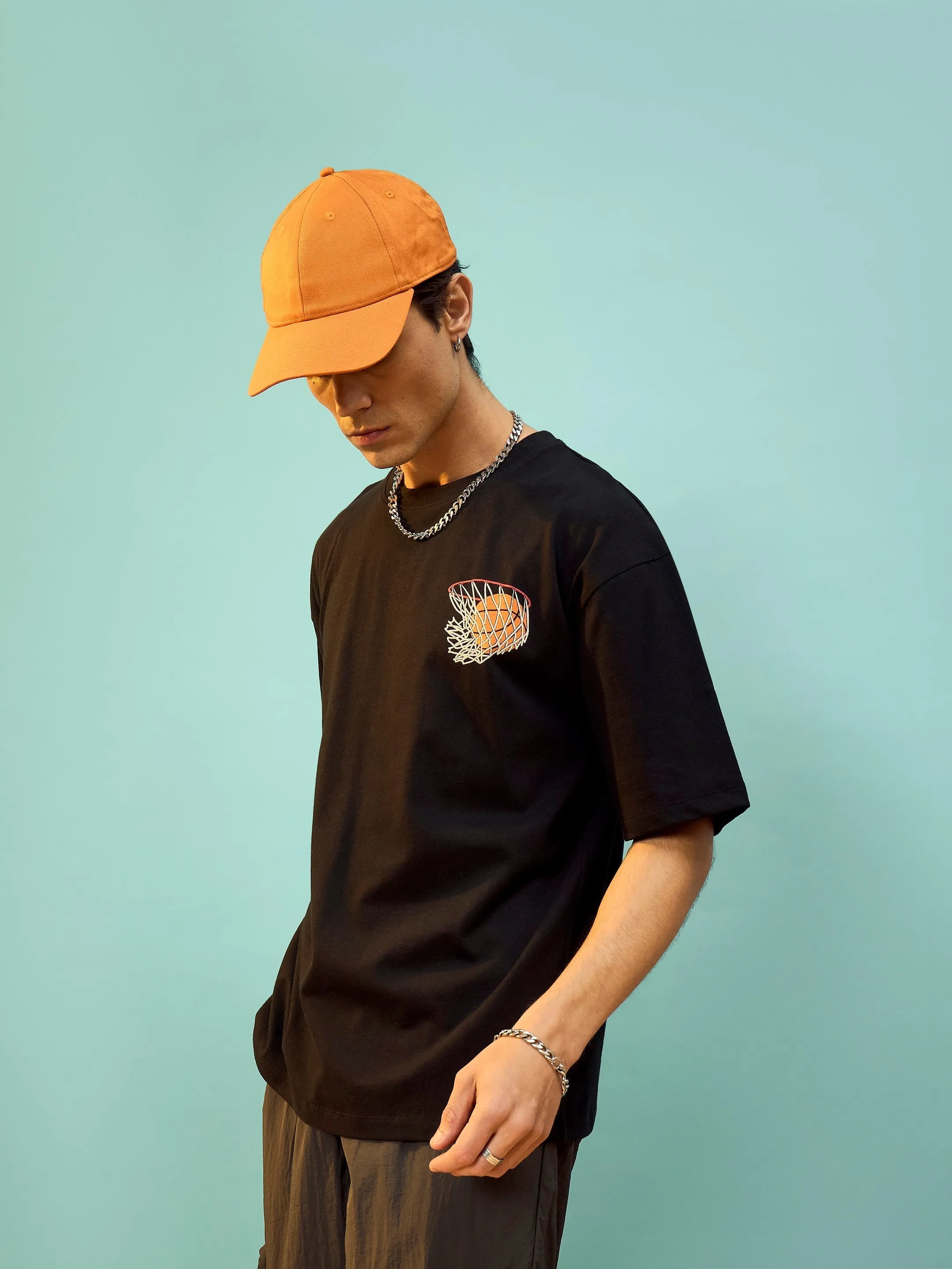 Unisex Black Feature Oversize T-Shirt