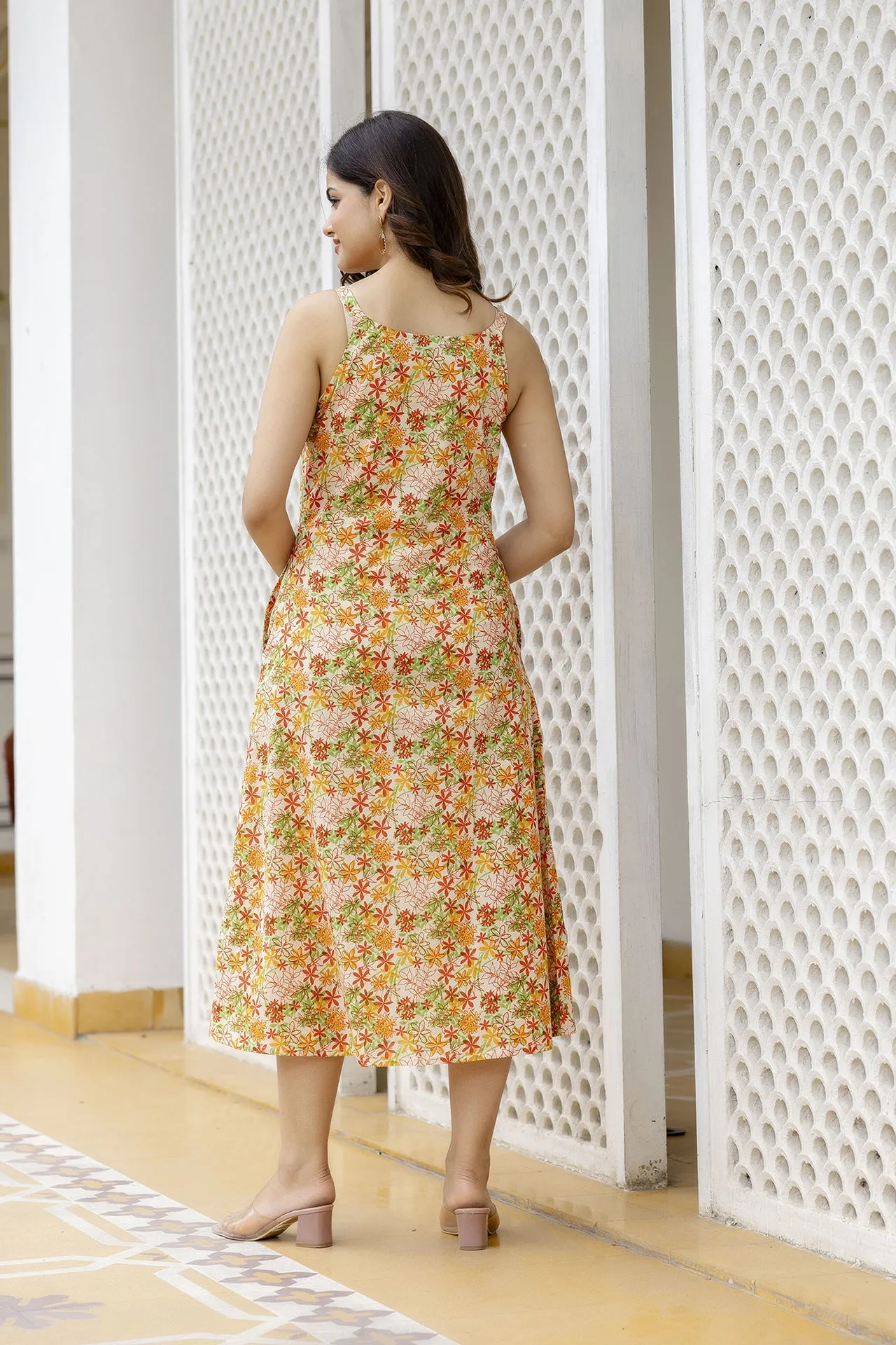 Women Multi Floral Printed Sleeveless Dress