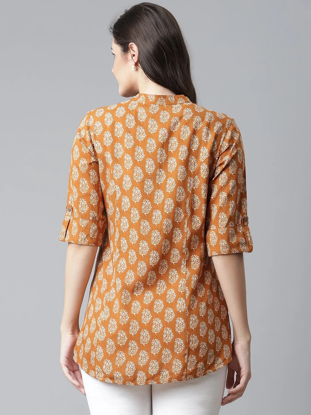 Women'S Mustard Rayon Printed Top